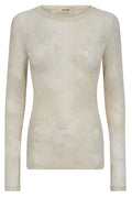 Loretta Velvet Leafy Blus | Ecru