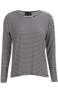 Natalia Ls Boxy Blus | Marinblå Creme S Randig