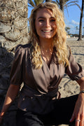 Tiki Ss Twist Blus | Brun