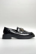 Loafers med krokodilspänne | Svarta