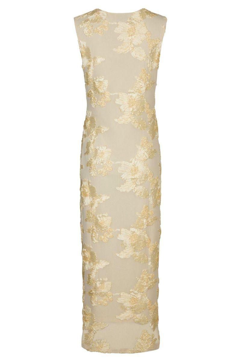 Tiranna Big Flower Mesh Dress | Light Yellow | Kjole fra Neo Noir