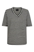 Ulla Ss V-ringad randig t-shirt | Svart vit randig