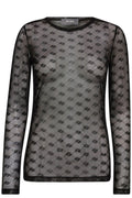 Loretta sammetsblus i mesh | Svart