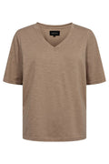 Ulla Ss V-ringad T-shirt | Ljusbrun