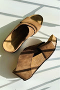 Frances 23 Mocka Sandaler Med Kilklack | Mörkbeige