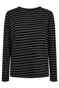 Ulla Ls Randig T-shirt | Mörkgrå Svart Randig