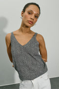 Cressida Melange Stickad Topp | Svart