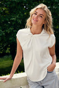 Fleur Draperad Satinblus | Off White