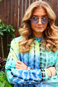Freja Ls Skjorta | Blå Limegrön Tie Dye