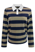 Polo L-shirt | Marinblå randig