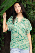 Luna Andrea L/S Topp | Blommig Grön