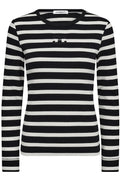 Granny Rib Emb Ls Blus 43007 | Offwhite Svart
