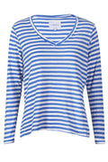 Ulla Ls Vneck Stripe Tshirt | Cobolt White Stripe