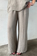 Byxor i rent linne | Taupe
