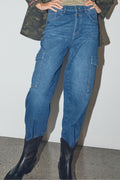 Adeline Stina Cargo Jeans Ankel | Blå
