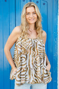 Luna Flare Strap Topp | Blå Zebra