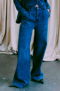 Jeansbyxor med vida detaljer 204968 | Denimblå