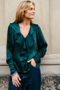 Sandie Sateen blus | Mörkgrön