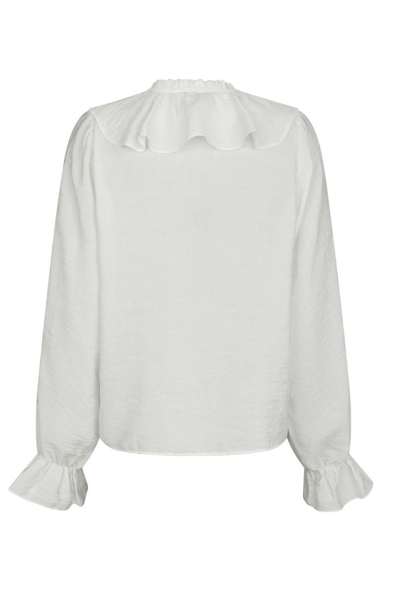 Aminea Ruffle Blouse | White | Bluse fra Neo Noir