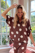 Mabel Skjortblus | Mocca Prickig