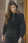Elisabeth Mix Zip Stickad 32192 | Svart