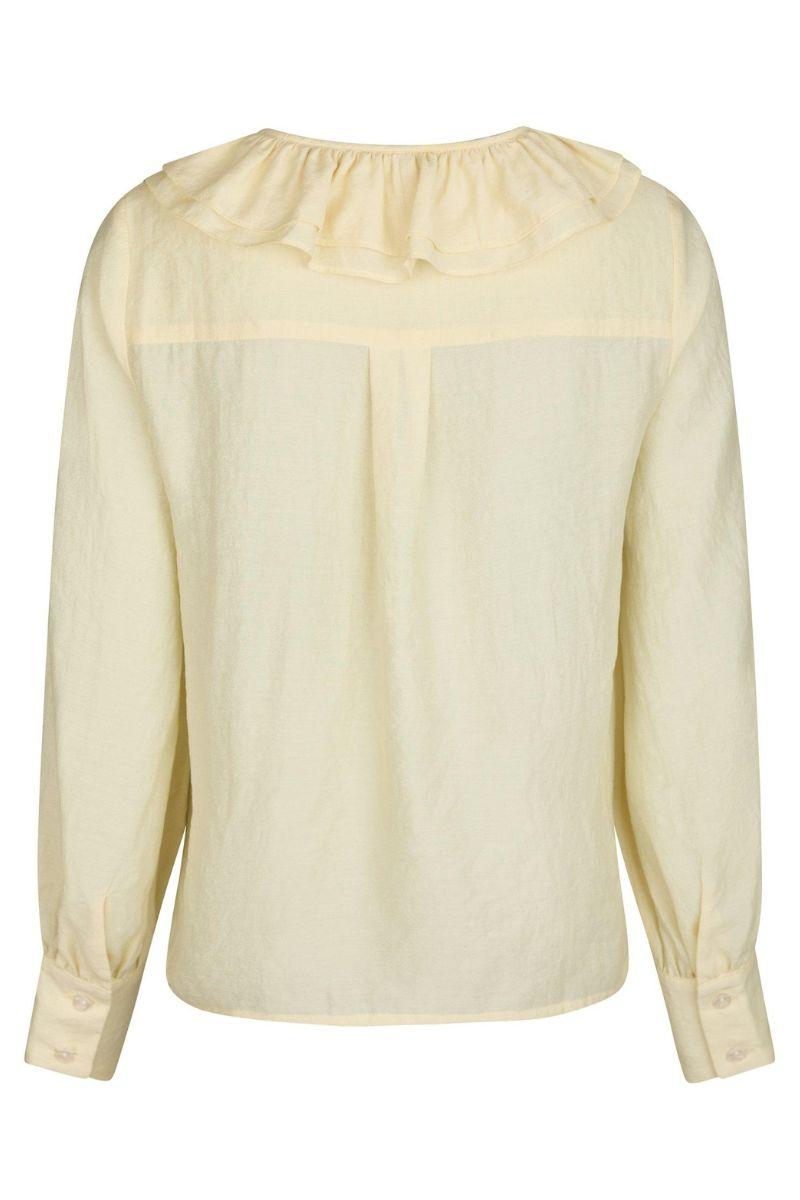Katarina Crepe Ruffle Blouse | Light Yellow | Bluse fra Neo Noir