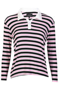 Natalia Ls Poloblus | Svart Bubblegum Vit Randig