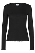 Natalia Ls Rundhalsad Blus | Svart