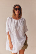 Marie Broderie Anglaise Topp | Vit