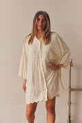 Embla Broderad Skjortklänning | Beige