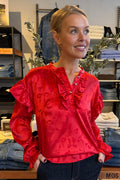 Tia Ls Volangblus | Röd Rosett