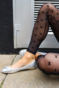 Meshleggings | Svart flockrosett