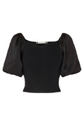 Mercia Off-Shoulder Mix Blus | Svart