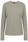 Ulla Ls Randig T-shirt | Mörk Armévit Randig