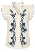 Molly Broderad Topp | Beige