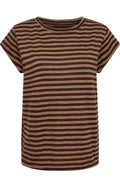 Ulla Randig T-shirt | Brun Ljusbrun Randig